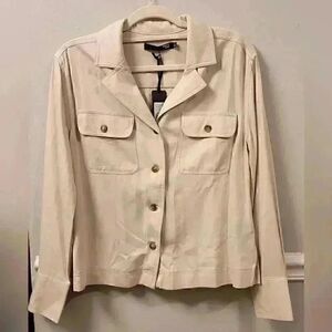 Max Jeans Oatmeal Tan Button Up Jacket Top Size Small